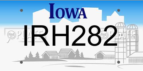 IRH282 Iowa License Plate