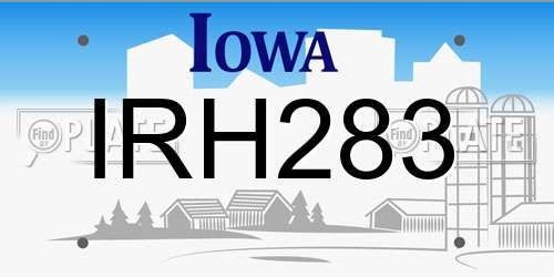 IRH283 Iowa License Plate