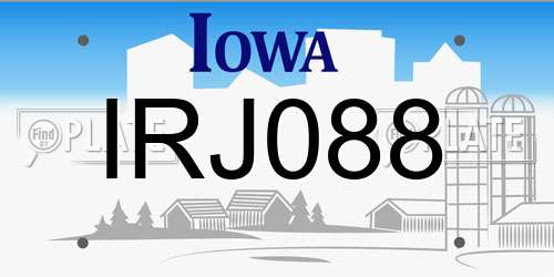 IRJ088 Iowa License Plate