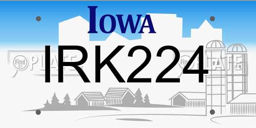 IRK224 Iowa License Plate