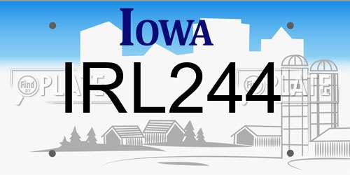 IRL244 Iowa License Plate