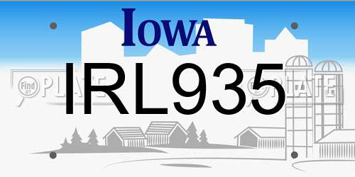 IRL935 Iowa License Plate