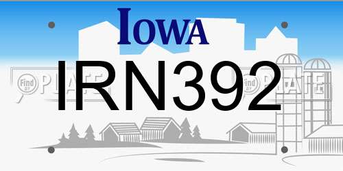 IRN392 Iowa License Plate