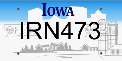 IRN473 Iowa License Plate