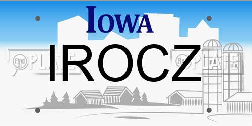 IROCZ Iowa License Plate