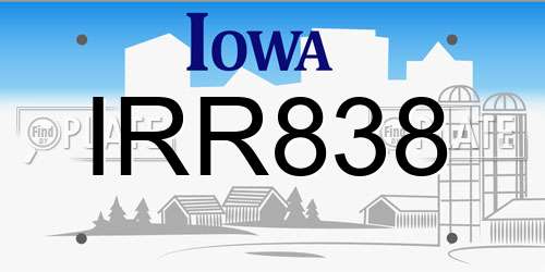 IRR838 Iowa License Plate