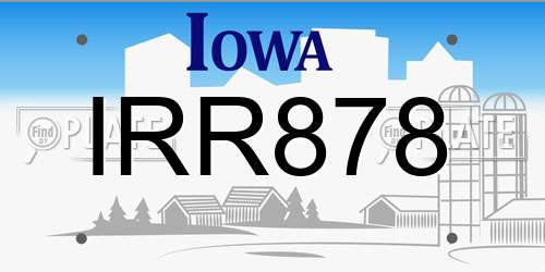 IRR878 Iowa License Plate