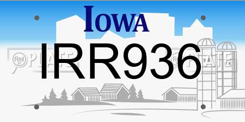 IRR936 Iowa License Plate