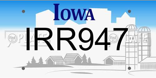 IRR947 Iowa License Plate