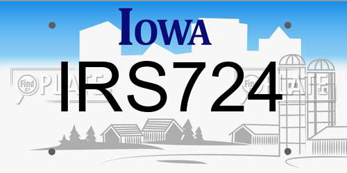 IRS724 Iowa License Plate