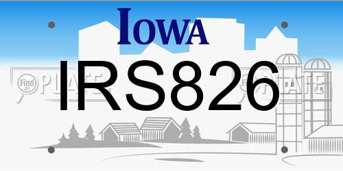 IRS826 Iowa License Plate