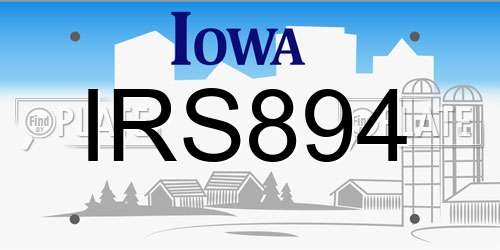 IRS894 Iowa License Plate