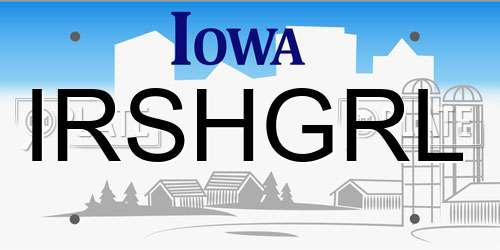 IRSHGRL Iowa License Plate