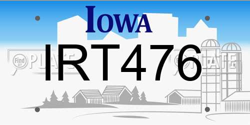 IRT476 Iowa License Plate