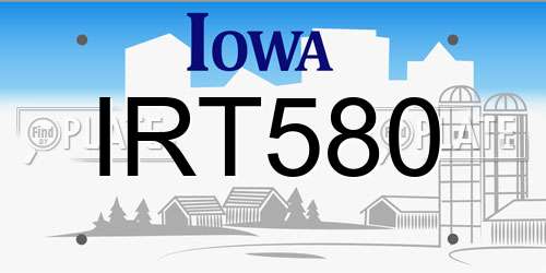 IRT580 Iowa License Plate