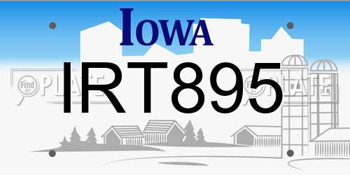 IRT895 Iowa License Plate