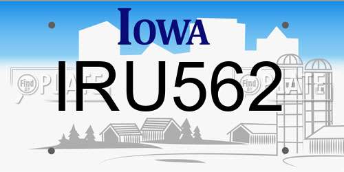 IRU562 Iowa License Plate