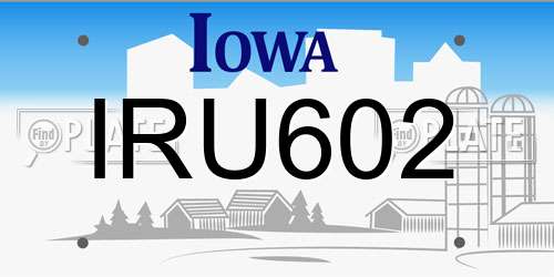 IRU602 Iowa License Plate