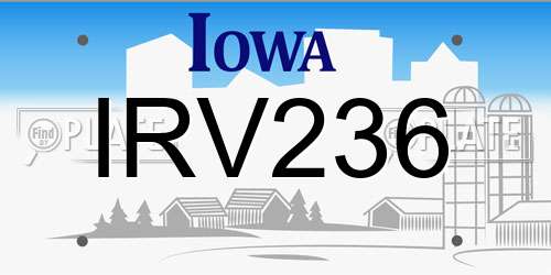 IRV236 Iowa License Plate