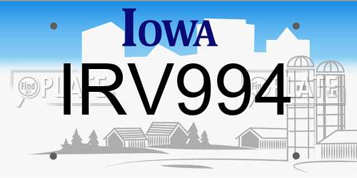 IRV994 Iowa License Plate