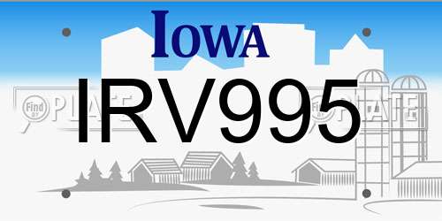 IRV995 Iowa License Plate