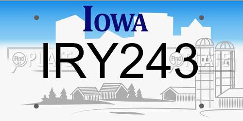 IRY243 Iowa License Plate