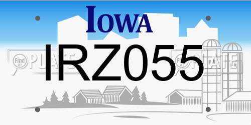 IRZ055 Iowa License Plate