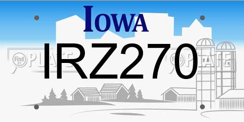 IRZ270 Iowa License Plate