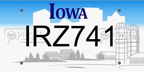 IRZ741 Iowa License Plate