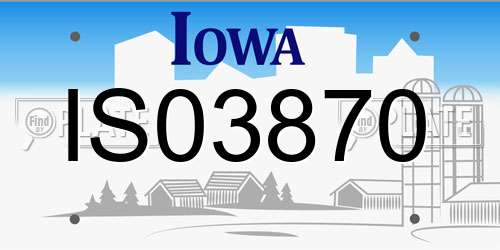 IS03870 Iowa License Plate