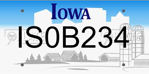 IS0B234 Iowa License Plate