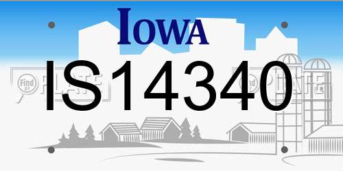 IS14340 Iowa License Plate