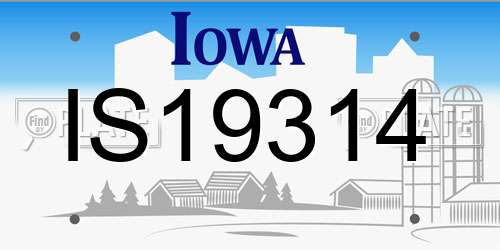 IS19314 Iowa License Plate