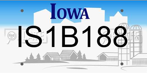 IS1B188 Iowa License Plate