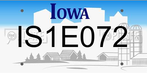 IS1E072 Iowa License Plate