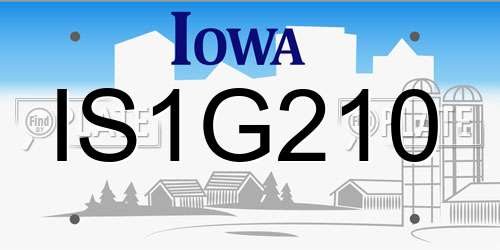 IS1G210 Iowa License Plate