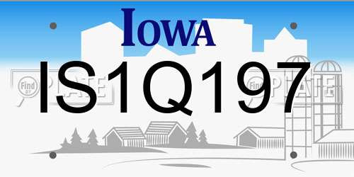 IS1Q197 Iowa License Plate