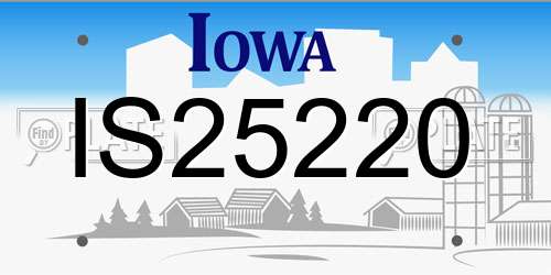 IS25220 Iowa License Plate