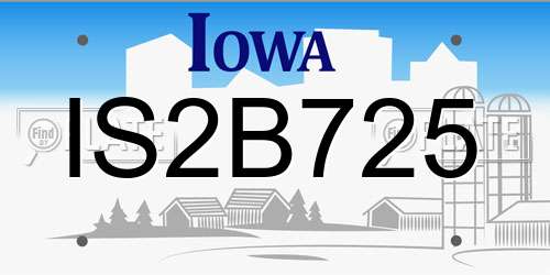 IS2B725 Iowa License Plate