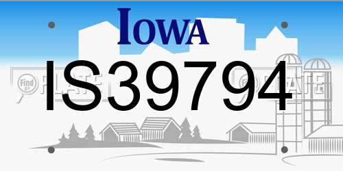 IS39794 Iowa License Plate