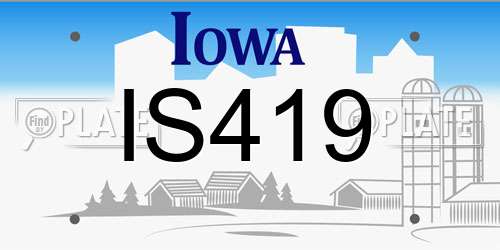 IS419 Iowa License Plate