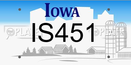 IS451 Iowa License Plate
