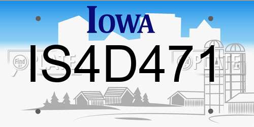 IS4D471 Iowa License Plate