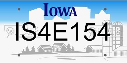 IS4E154 Iowa License Plate