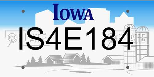 IS4E184 Iowa License Plate