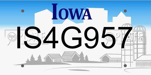 IS4G957 Iowa License Plate