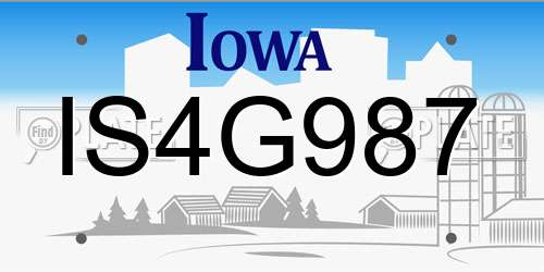 IS4G987 Iowa License Plate