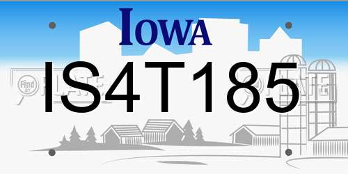 IS4T185 Iowa License Plate