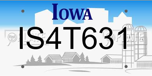 IS4T631 Iowa License Plate