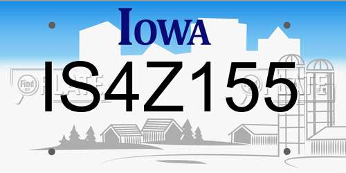 IS4Z155 Iowa License Plate